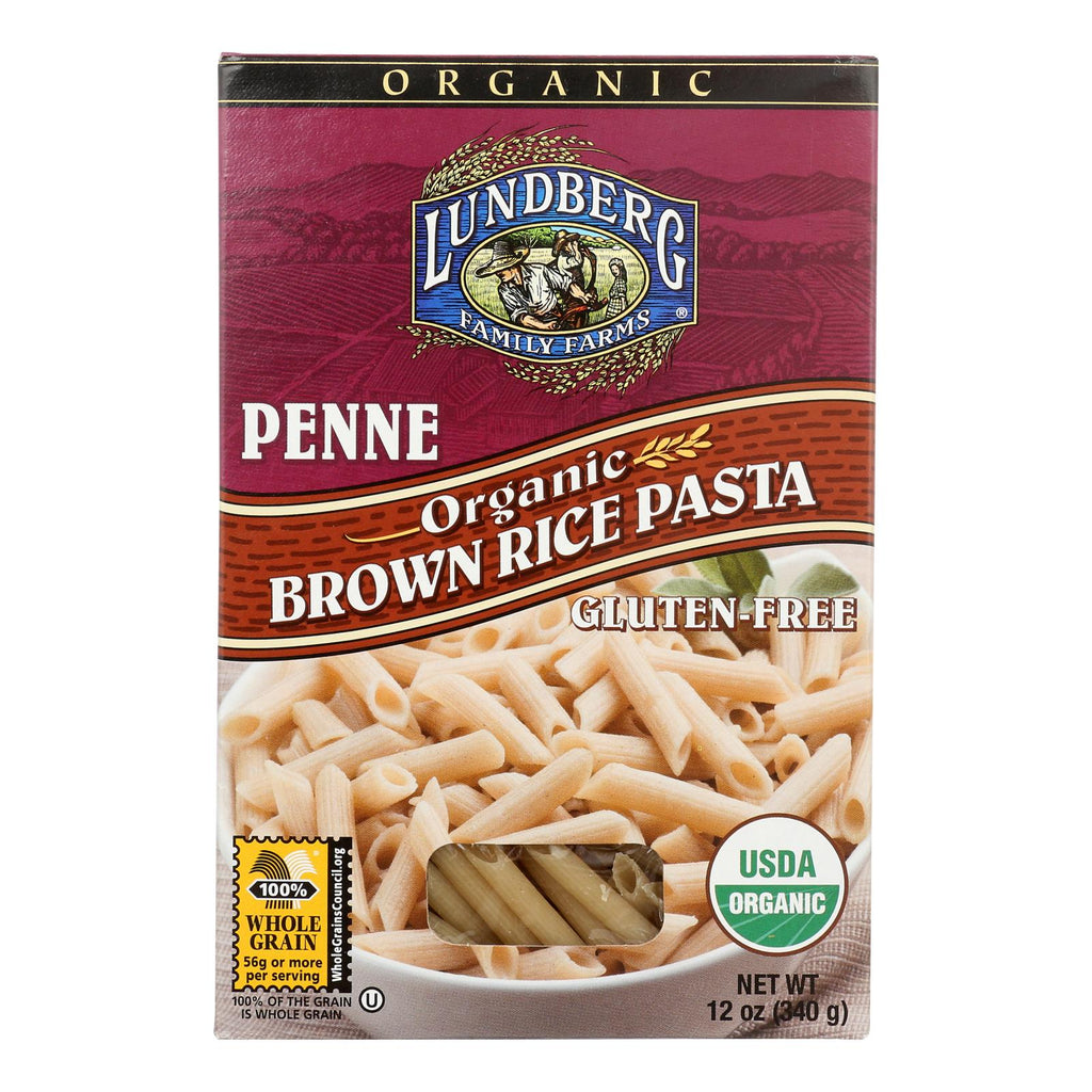 Lundberg Family Farms Organic Penne Brown Rice Pasta - Case Of 12 - 12 Oz.