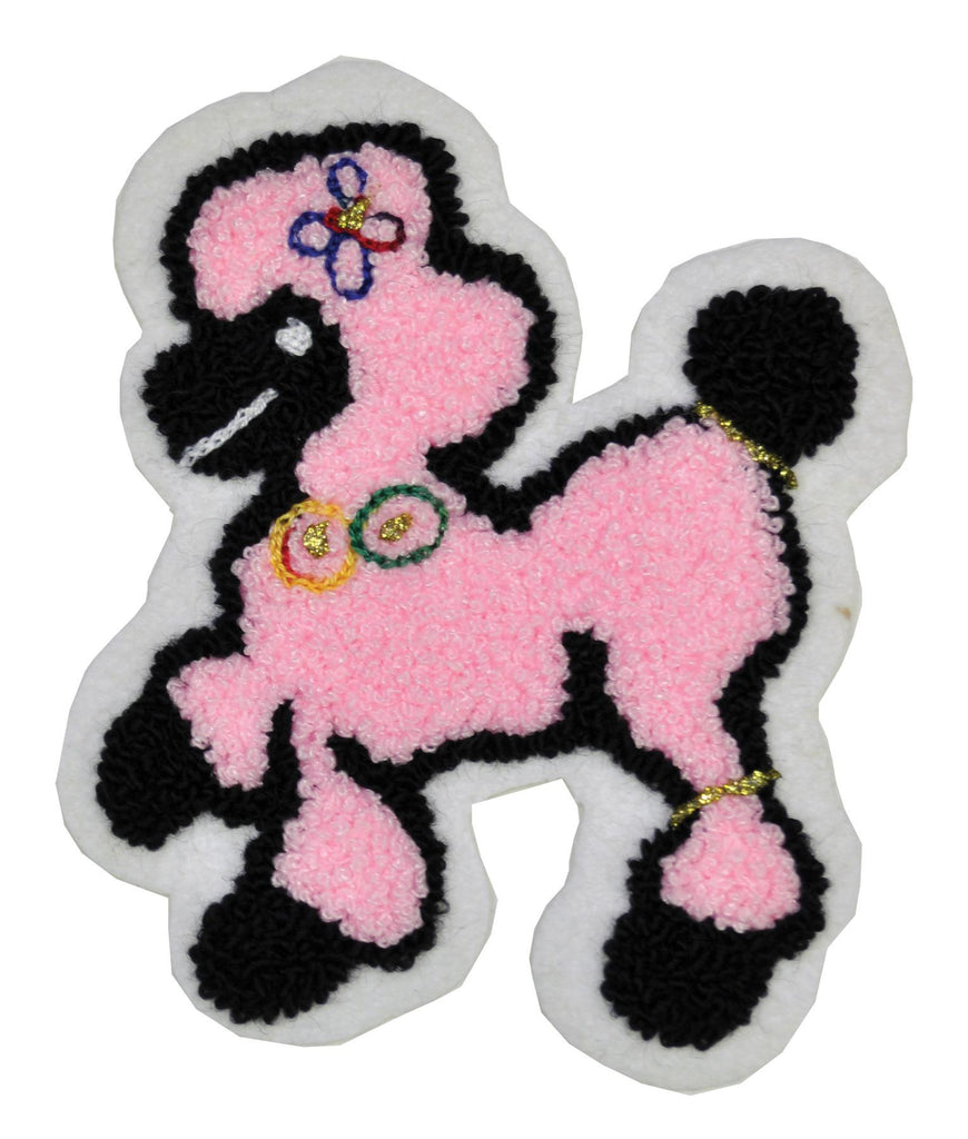 Patch Chenille Poodle 4inpk Bk