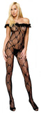 Bow Lace Bodystocking Black