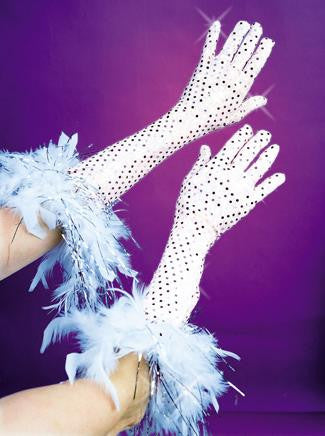 Gloves Glamr Grl White Sequ