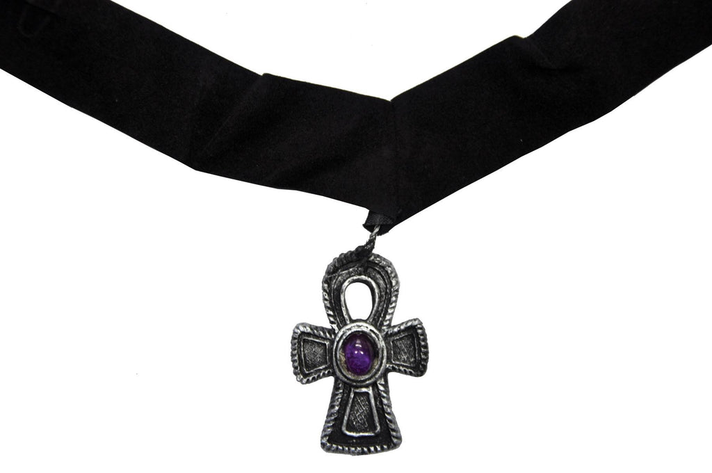 Choker Velvet Cross W Purple