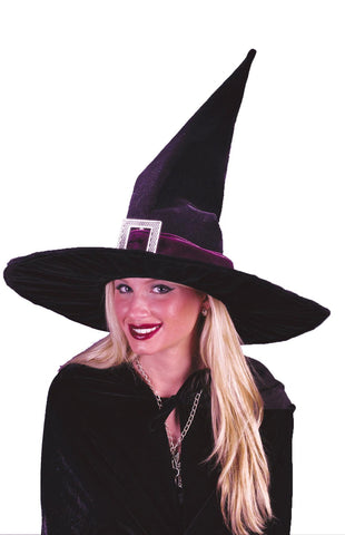 Witch Hat Blk Pleated Velour