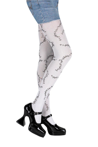 Stitched Wht Pantyhose Adlt