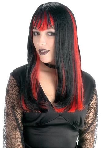 Widow Black Wig W Red