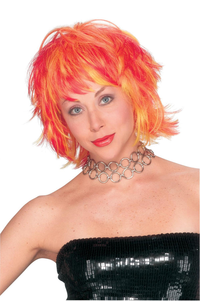 Choppy Layered Red Yellow Wig