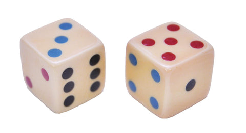 Dice 3-4 Inch Colored Dots