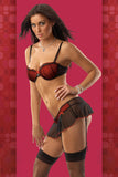 Bra Skirt W Panty Blk Red Lg