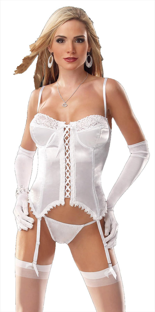 Bustier And Thong Wht Lg