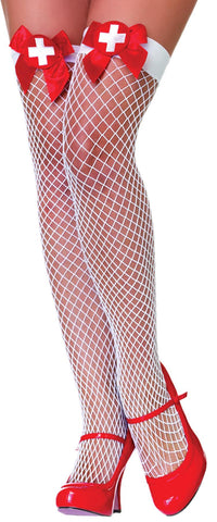 Fishnets Thi Hi Nurse Wt/rd Bw