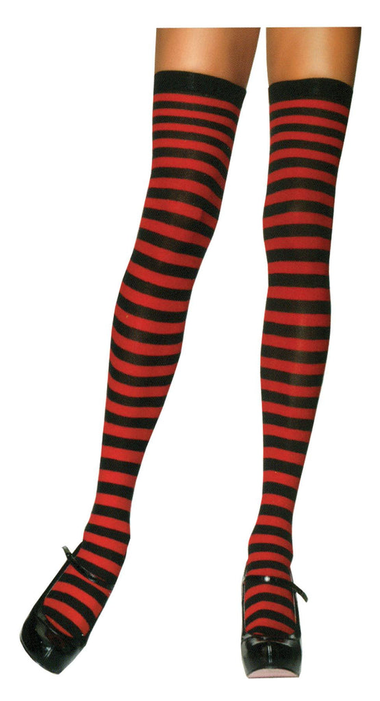 Stockings Thi Hi Striped Bk/pr