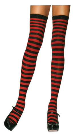 Stockings Thi Hi Striped Bk/pr