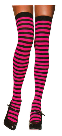 Stockings Thi Hi Striped Bk-np