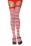 Stockings Thi Hi Striped Wt/gr