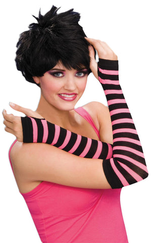 Gloves Striped Black And Pink