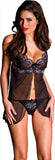 Babydoll W/thong Black Lg