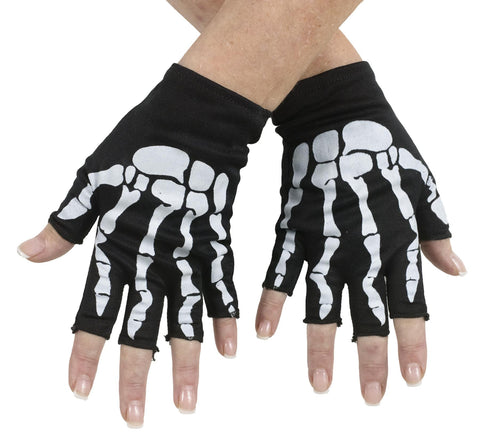 Bone Fingerless Gloves Bk-pk
