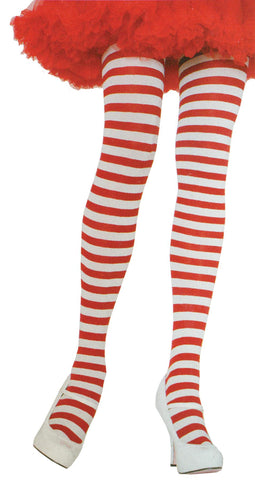 Tights Striped Plus Red-white