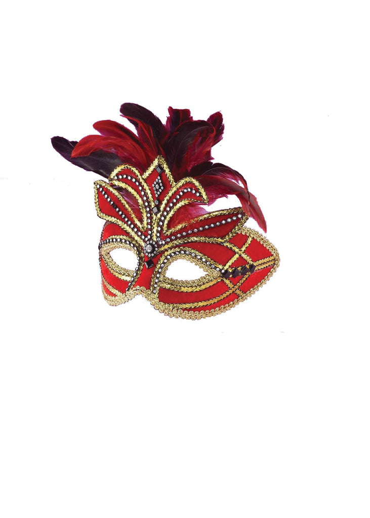 Ven Mask Red W Feathers