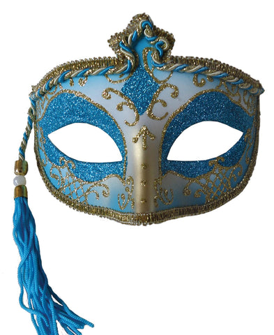 Tasseled Mardi Gras Mask Blue