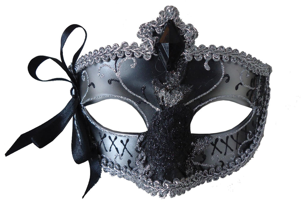 Mardi Gras Eye Mask Silver Bla