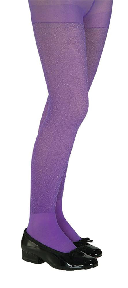 Purple Glitter Tights Child Lg