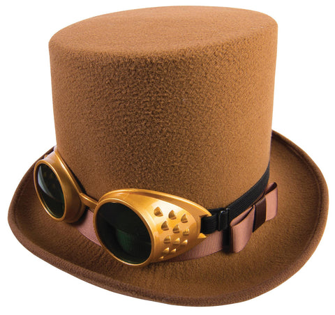 Steampunk Hat W-goggles Brown