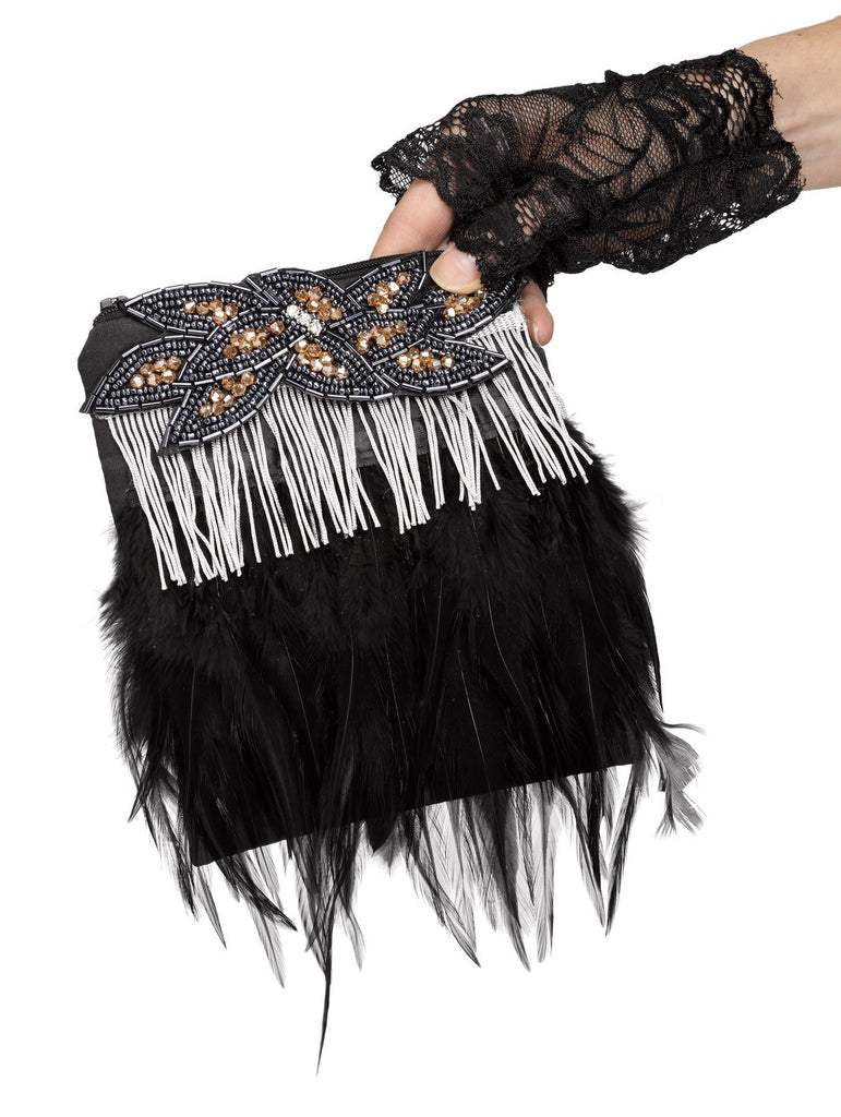 Flapper Purse Fringe Feather G